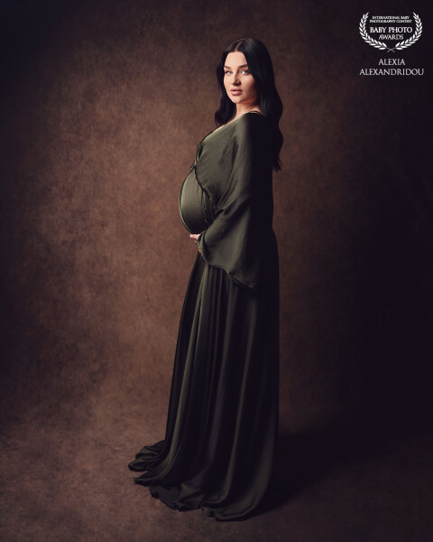 A serene, elegant moment that celebrates new life and the strength of a woman.