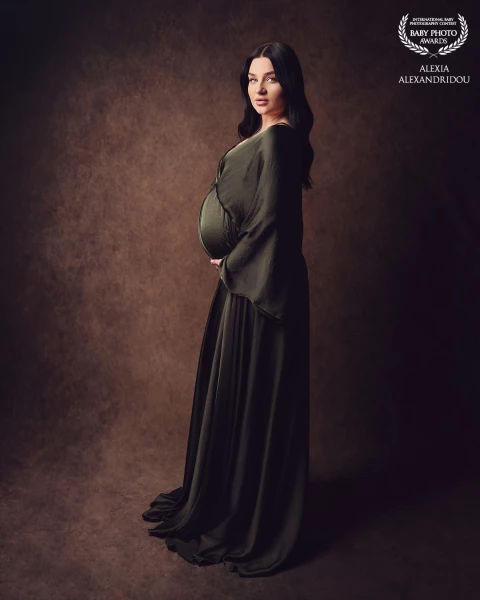 A serene, elegant moment that celebrates new life and the strength of a woman.