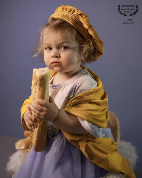 Little French baguette girl
