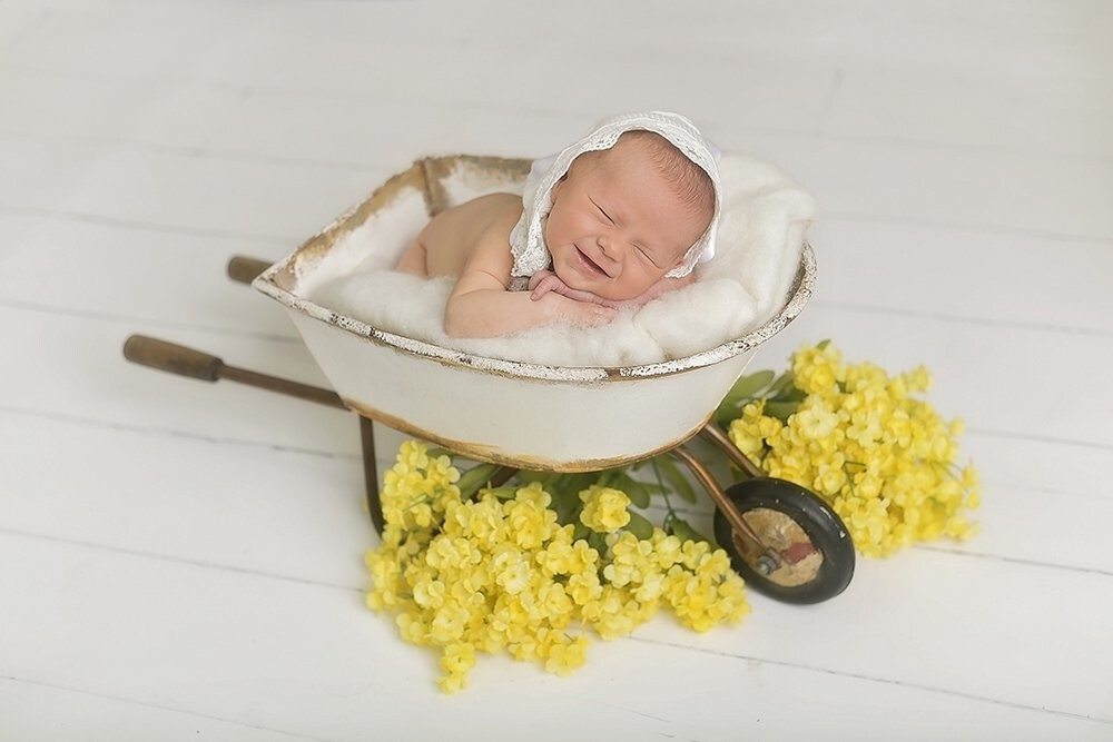 Baby was probably the smiliest baby I have ever had in my entire career! Wouldn't stop smiling for every single position I put her in! This one was my favorite.