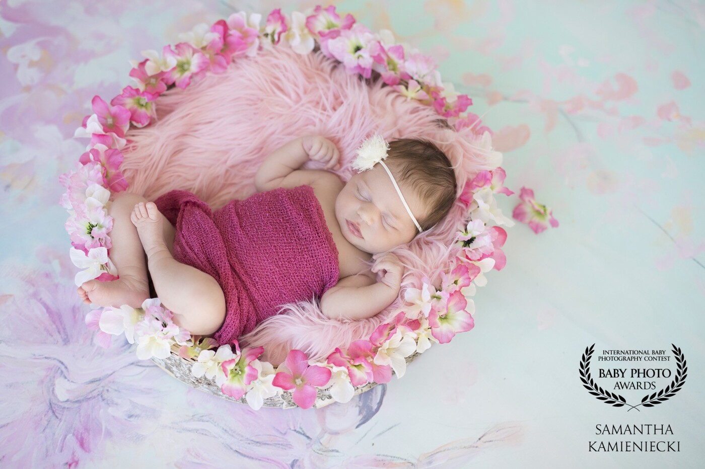 This is my first win and first time entering.  This beautiful angel was done as an in home session. She was such an amazing baby to work with! 
