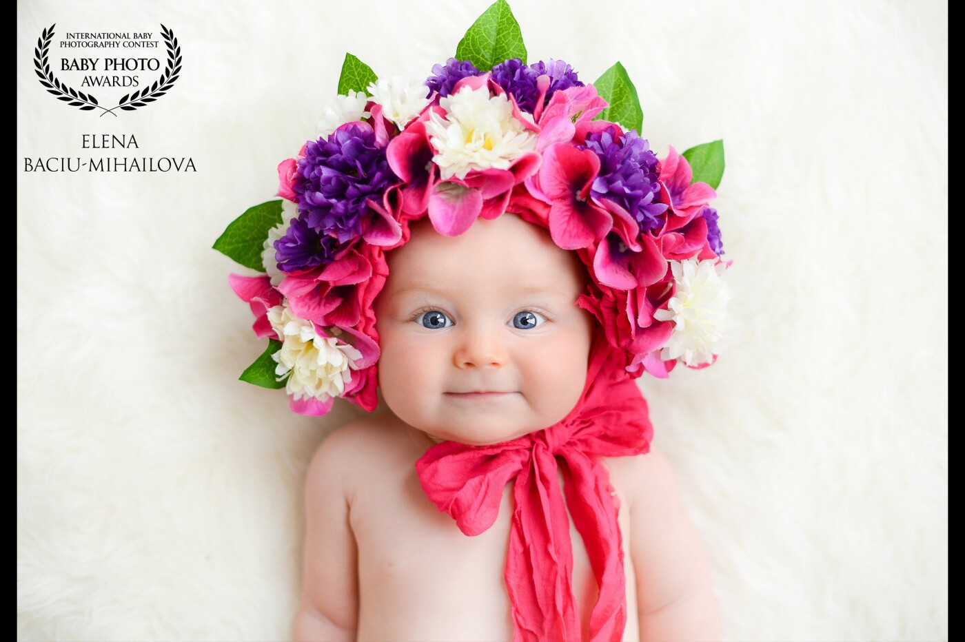 This is my first attempt using a floral bonnet and definitely not the last one. I love how all these flowers are framing the baby's face, making her look so adorable!  