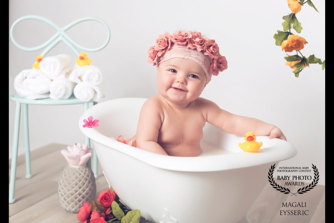 Here is the beautiful louann in his milk bath. At 7 months she is already cracking hearts in her gadsby bath. <br />
This is the third visit in my studio I love her expression and she is very carismatic