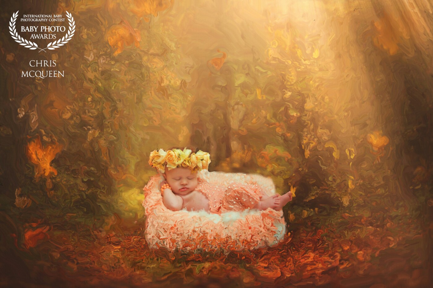 Little Erin is just six weeks of age when she came to my studio for her newborn photos. <br />
We did manage some sleepy photos.<br />
It was Autumn in Australia.<br />
Her parents loved her photos.<br />
This is one of my favourite's from her session.