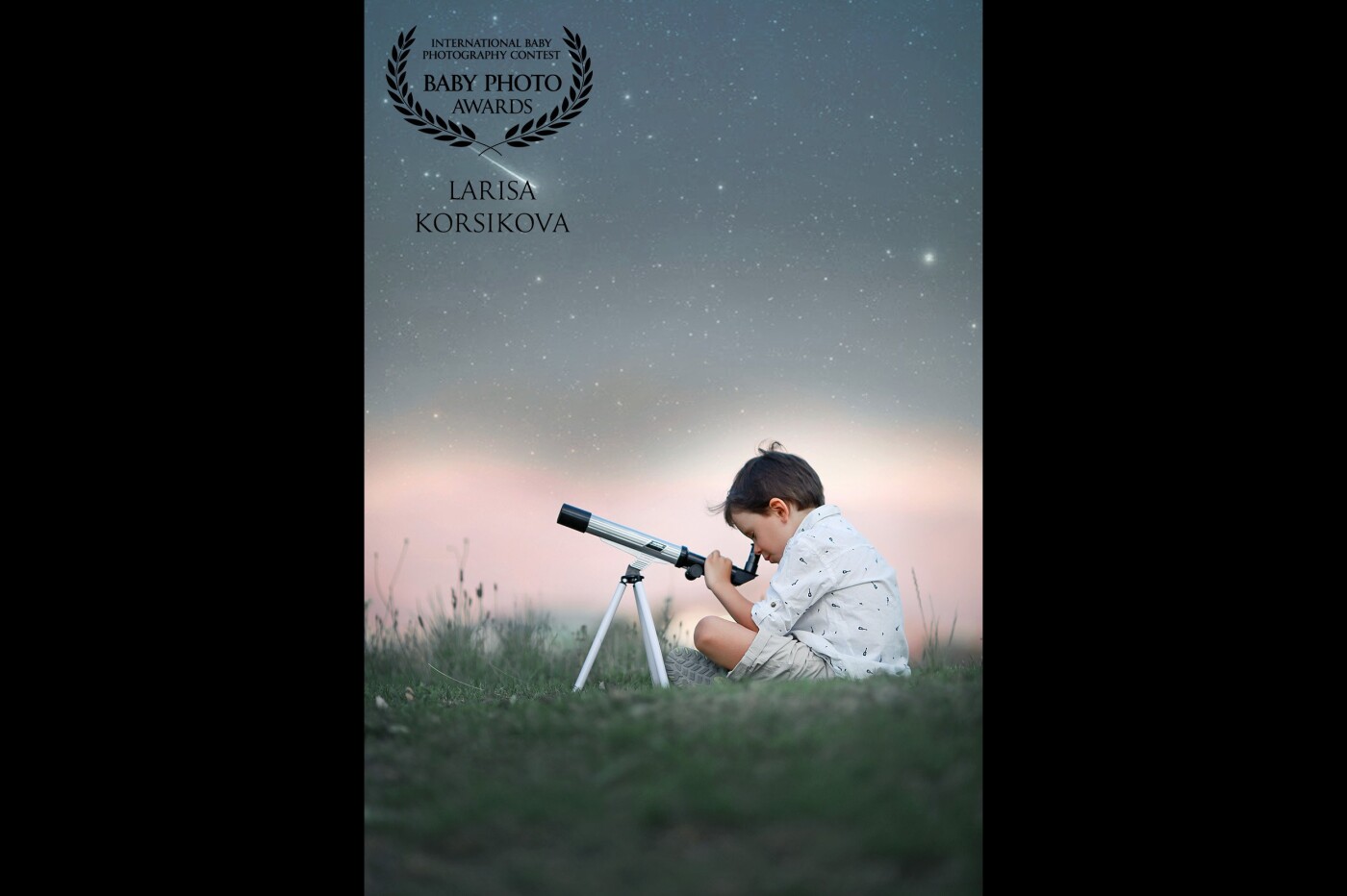 My little astronomer.  It was evening when we went to see the astronomical event of the moon and Venus appear together in the sky of South America.