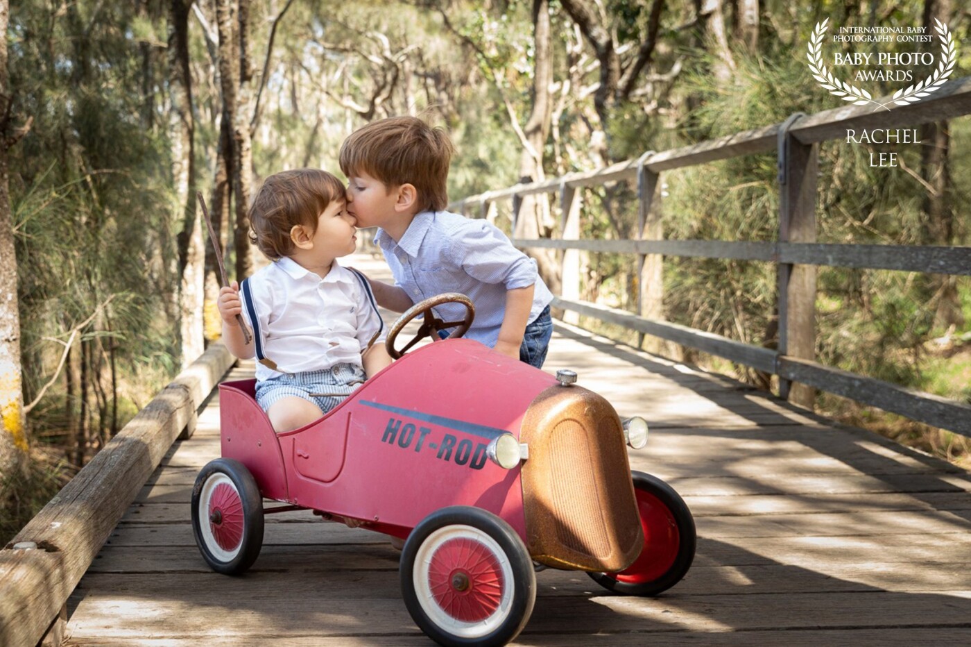 What I love most about this portrait is the juxtaposition of how boys love sticks and fast cars, but also sharing a tender moment between brothers. 
