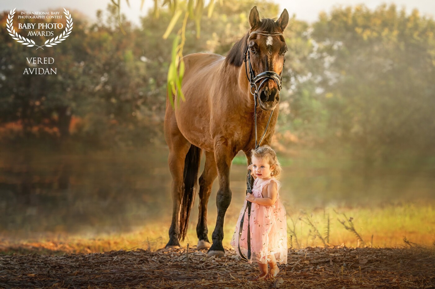 The little girl is Yaara. She is 1.7 years old. She is very young,  but feels totally comfortable with horses... she is so sweet and funny, and it was a joy to photograph her.