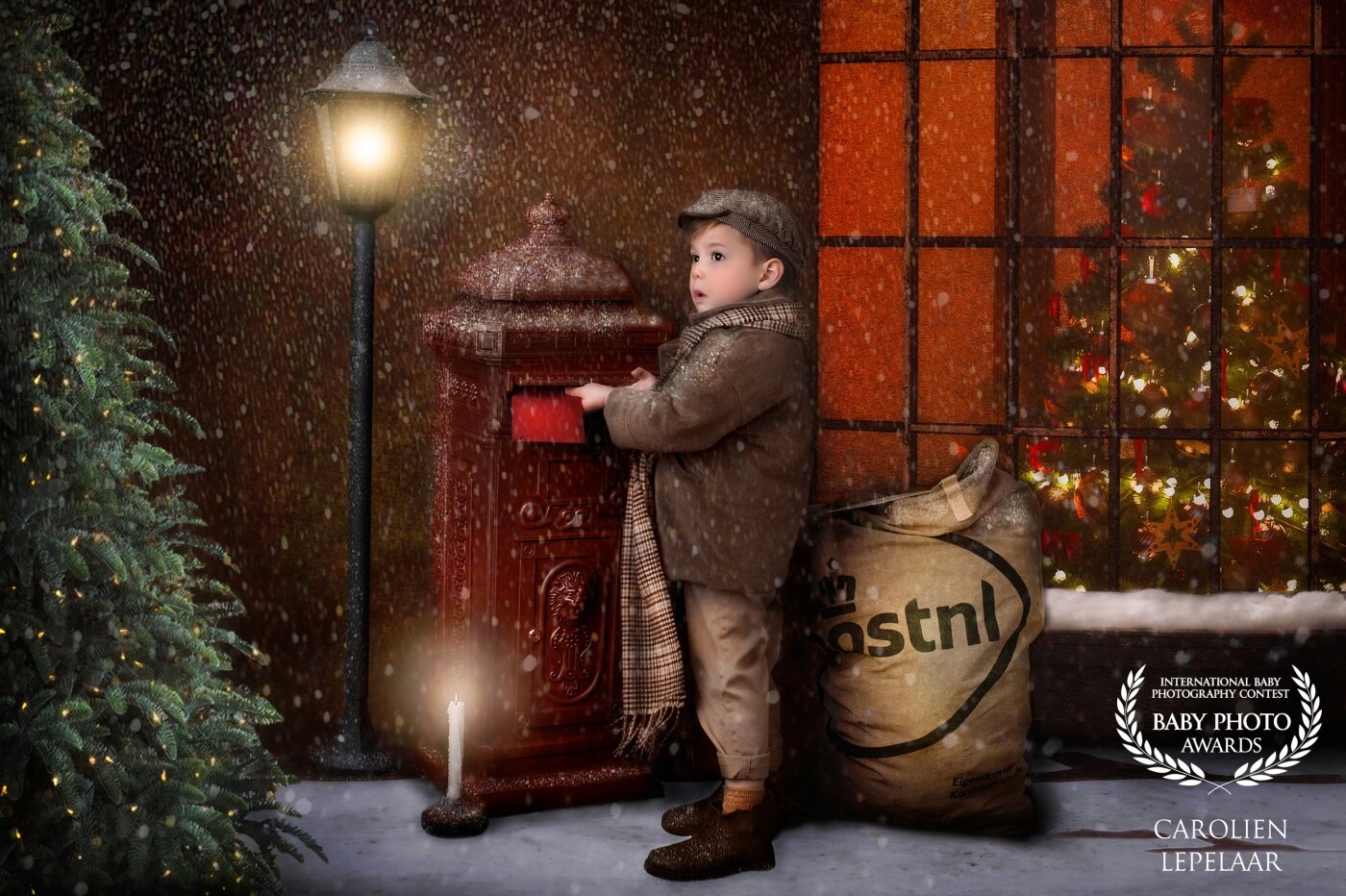 This image is a true Christmas story for me. This little boy walks with his candle and a bag full of Christmas cards through the snow to send them to his loved ones. Every single detail of this image has a meaning/message. What is your story?