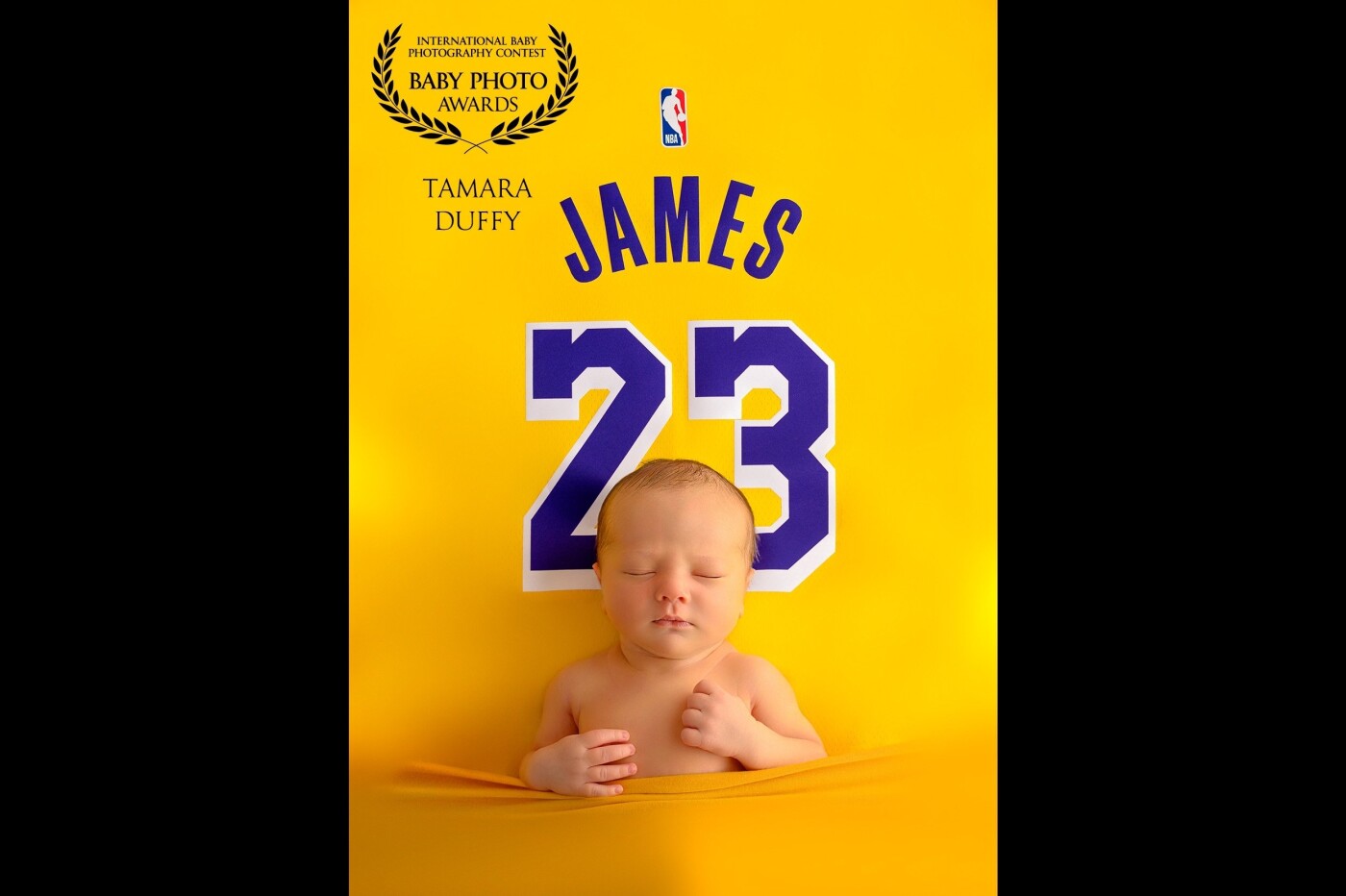 There was a great deal of effort that went into creating this image. The Dad was hoping I would somehow incorporate his Lakers jersey for his son’s session.  The look on his face when he saw the portrait was priceless. My eyes are still sore from staring at so much yellow! 