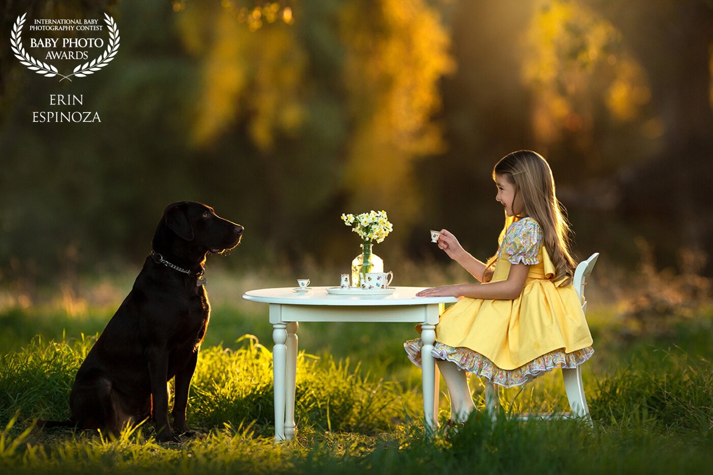 Tea party for two please. There is nothing sweeter than a tea party with your best furry friend. I paired yellow with this session to complement the rich golden tones in the background.