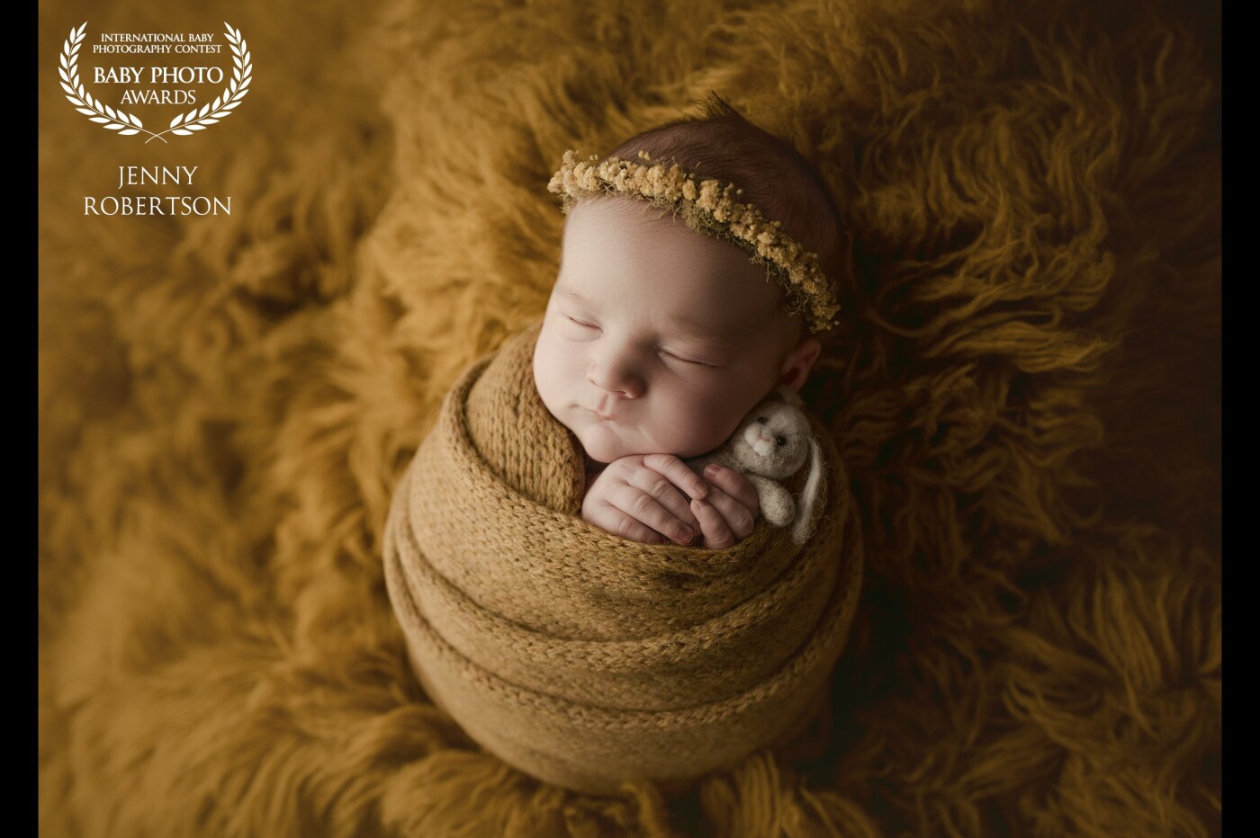 The day before the session I received this mustard flokati and halo in the mail. So glad Mom let me use this color. Gorgeous setup for a gorgeous baby.