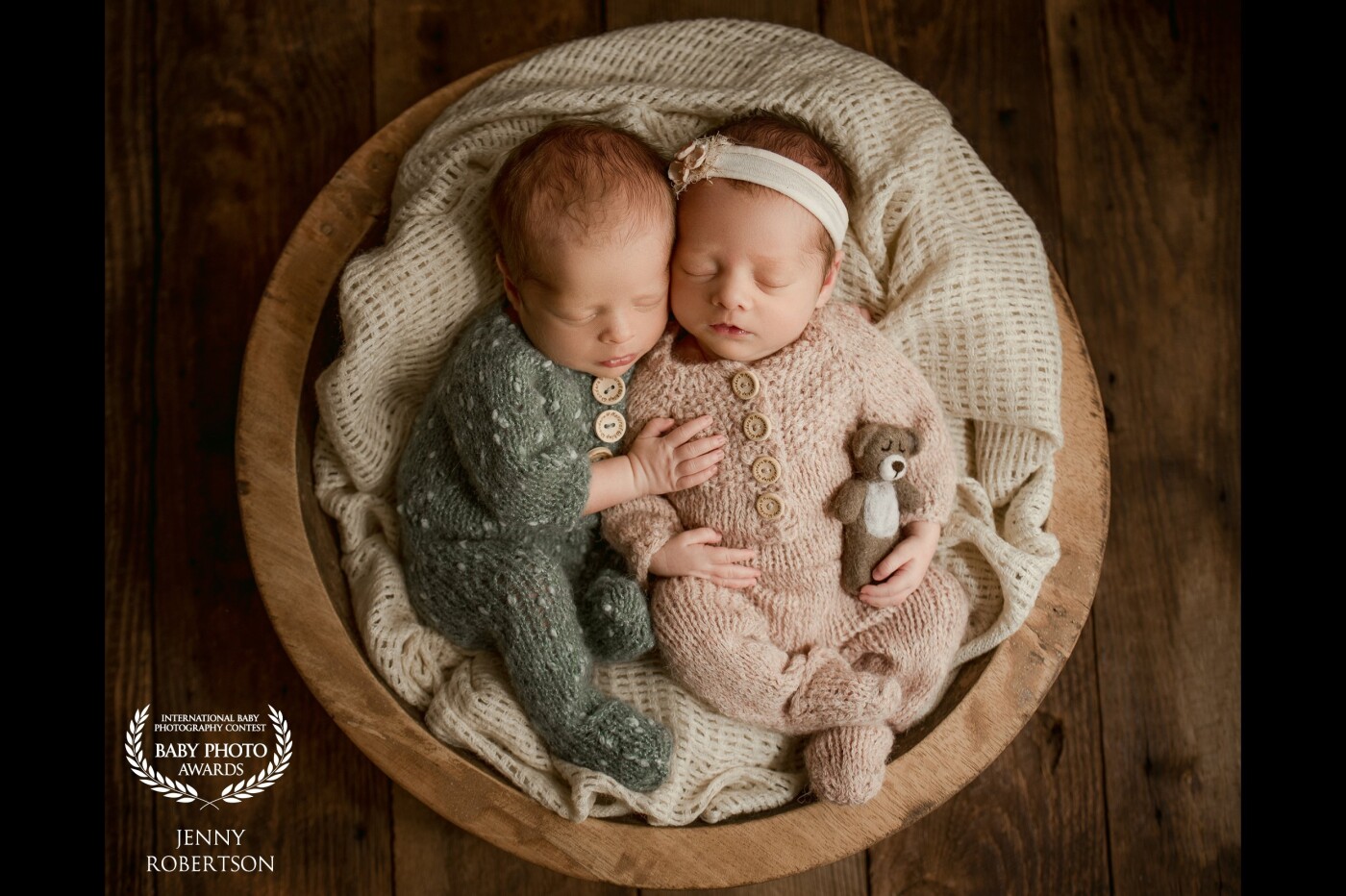 The sweetest little twins weighing in at 4 pounds each. These two only went into a deep sleep together for about a total of 15-20 minutes of their 5 hour session. They wore me out but man were they adorable and we captured some beautiful images of these little cuties.