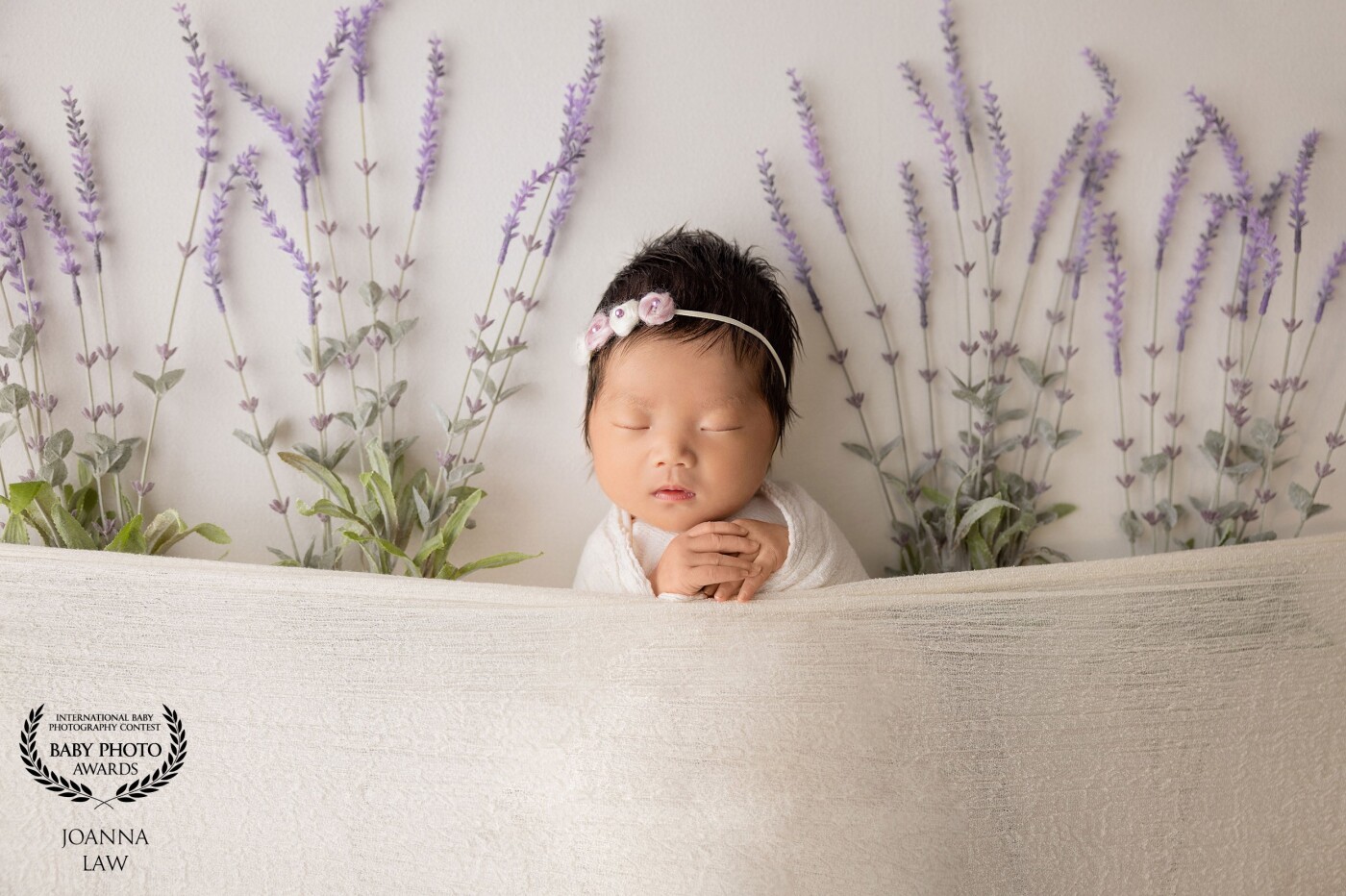 "Baby in lavender company" is what I would title this portriat.  This beautiful baby girl's mama asked if we could use flowers and add a pop of color to her session but didn't want over the top flowers. Lavender was the prefect choice.  This turned out to be ours and mom's favorite choice from this baby girl's gallery.