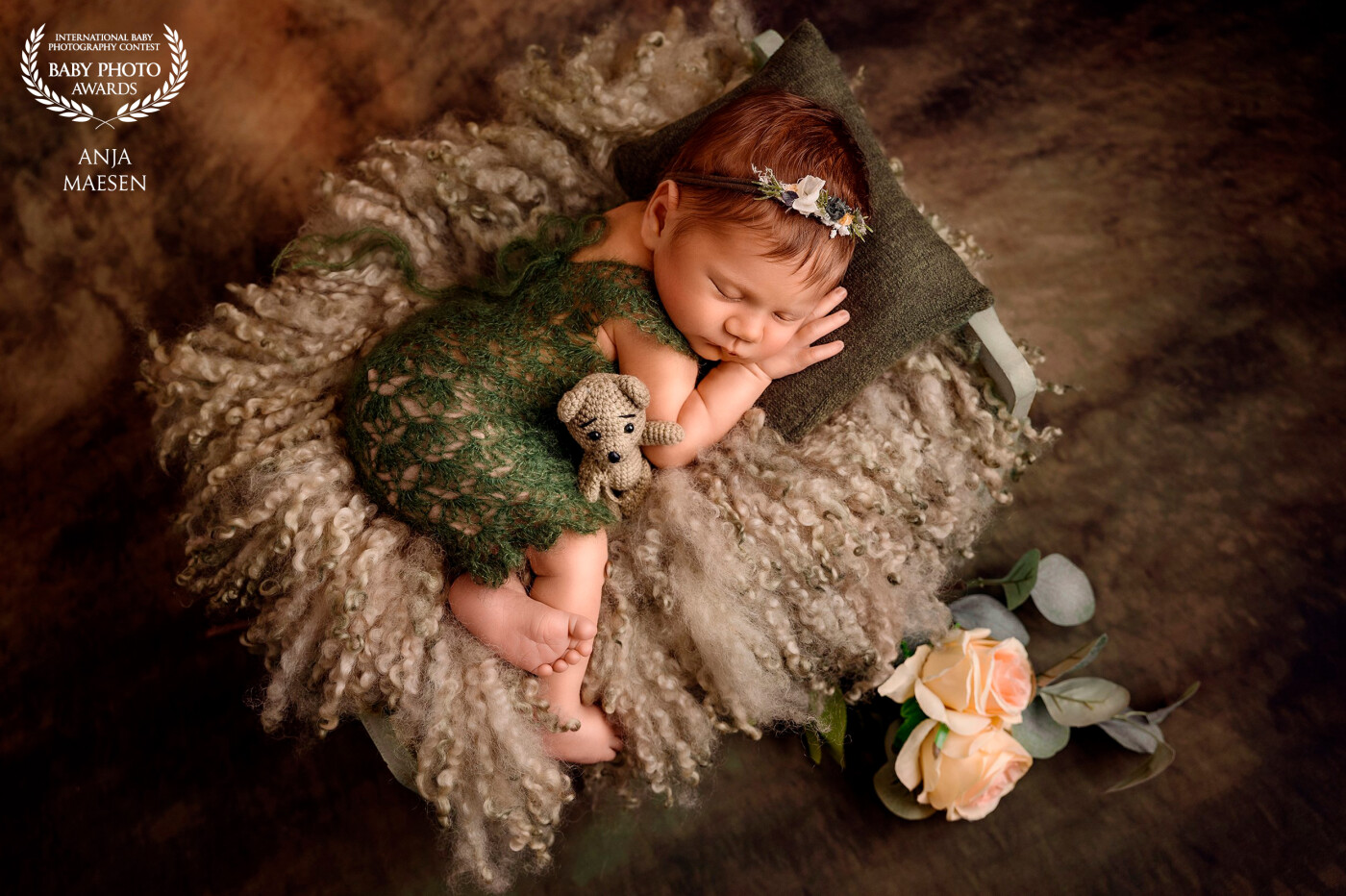 Such a sweet lovely girl, I love greens on girls.<br />
This is one of the rompers I crocheted myself to give something exclusive...