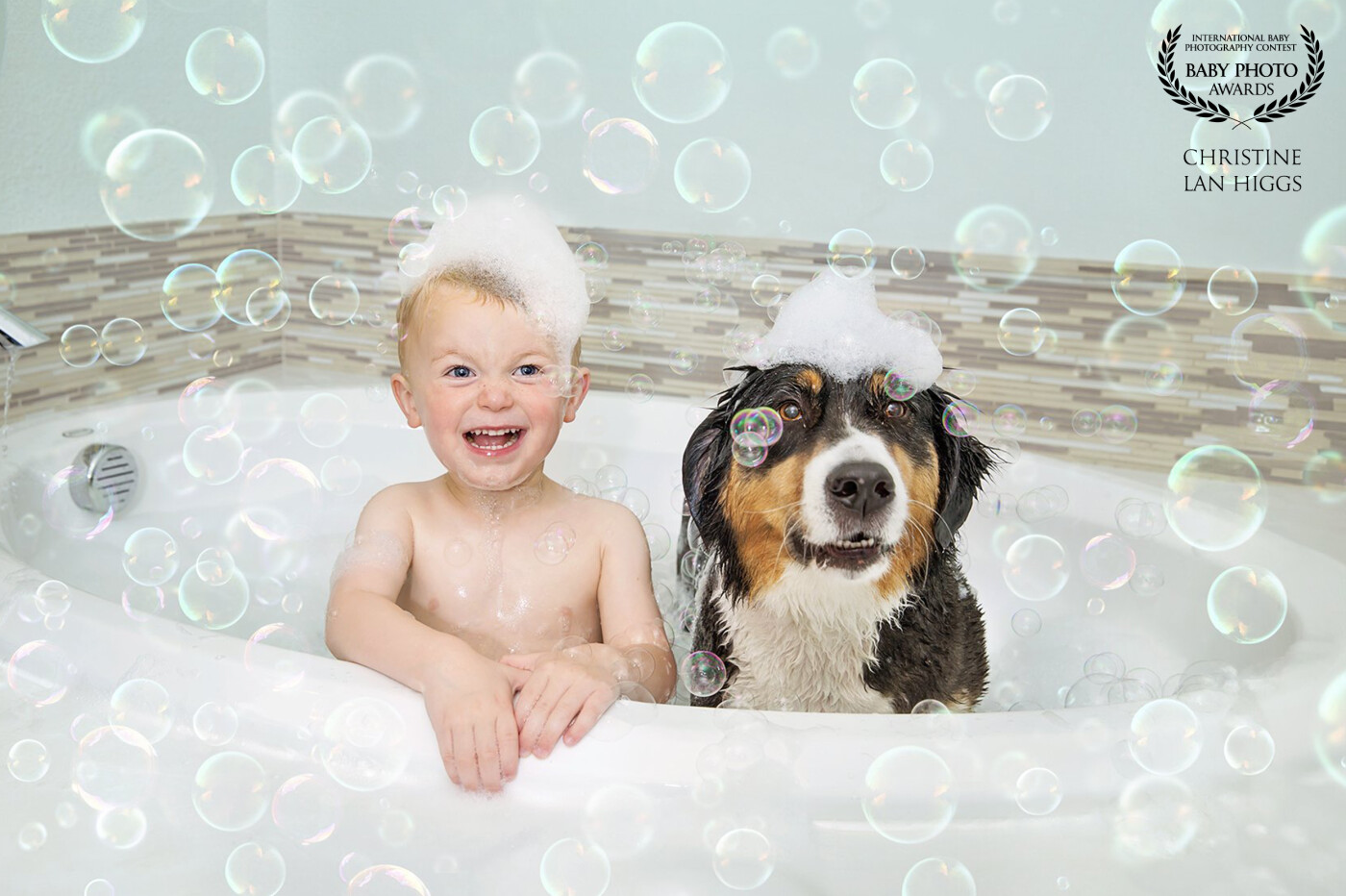 Taking a bubble bath with your furry best friend is so much fun!