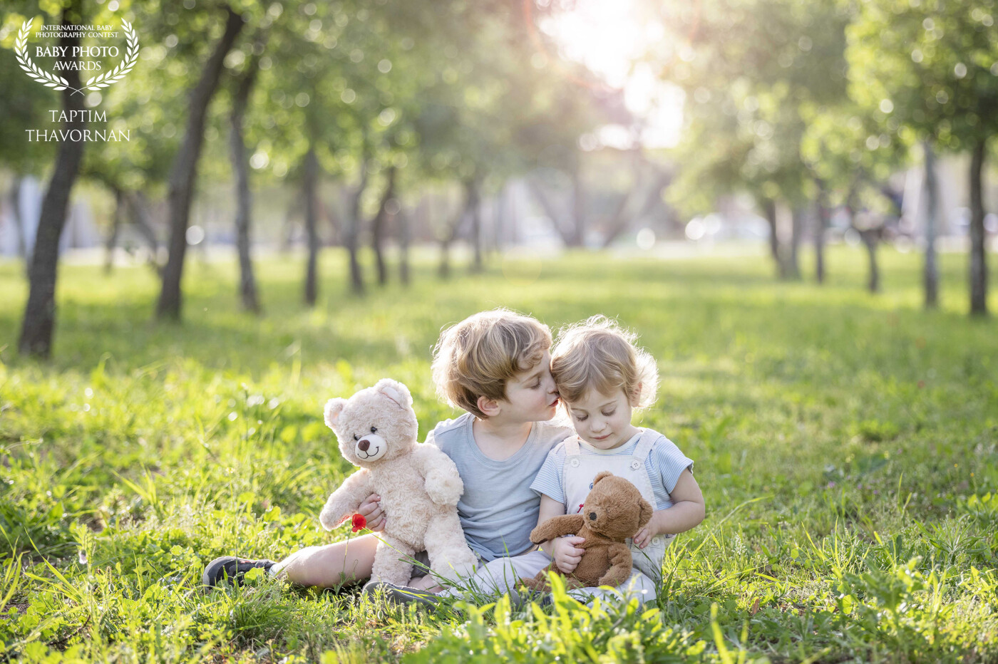 These two are inseparable. <br />
The concern that the big brother expresses for his little brother is warming. <br />
You can see in the picture the amount of love that the big brother have for his sibling.