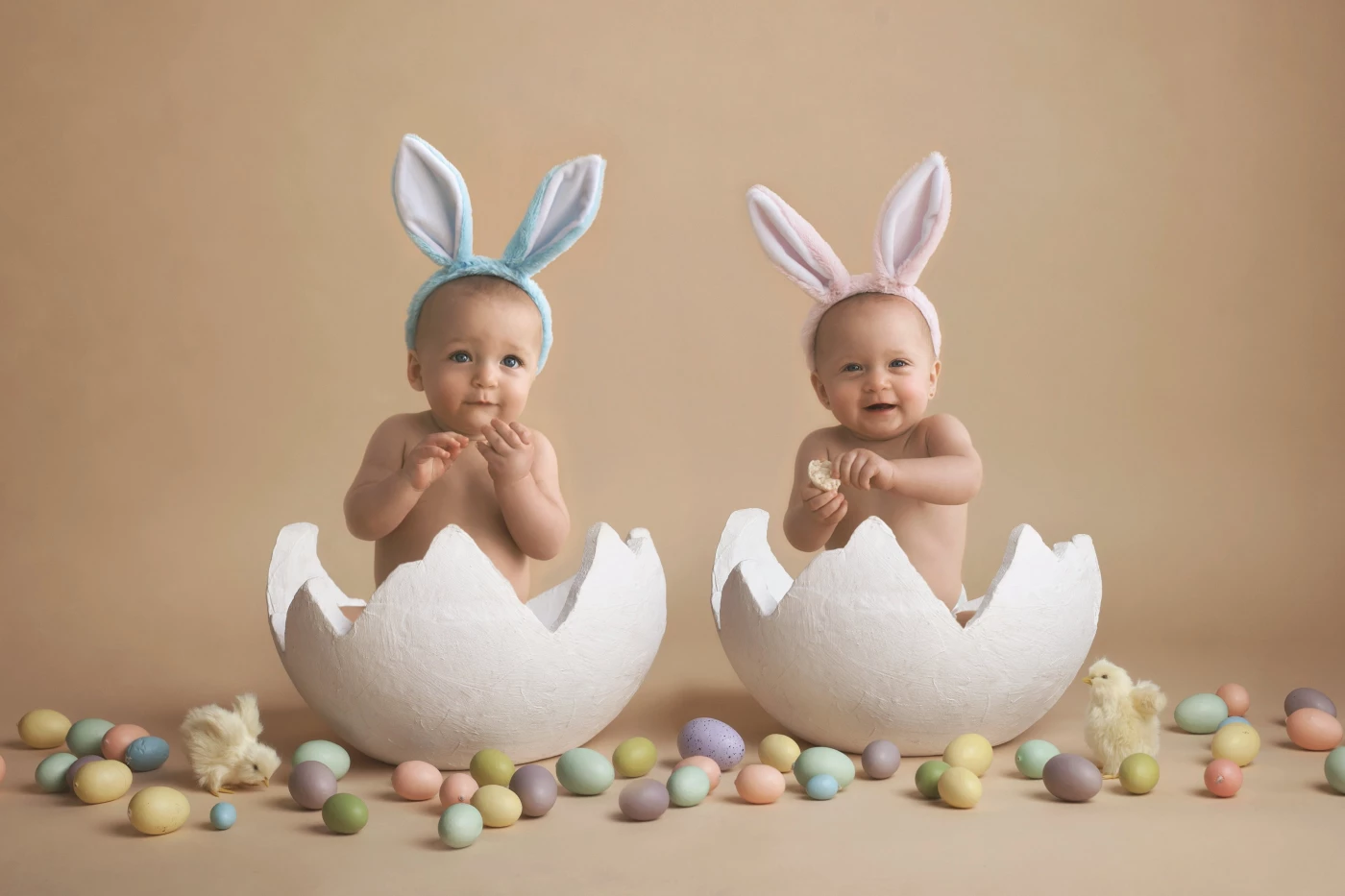 These little sweethearts came back for some updated images around Easter so I couldn't resist creating a little themed shot for them. This shot really captures their very different personalities. How adorable are they!!?