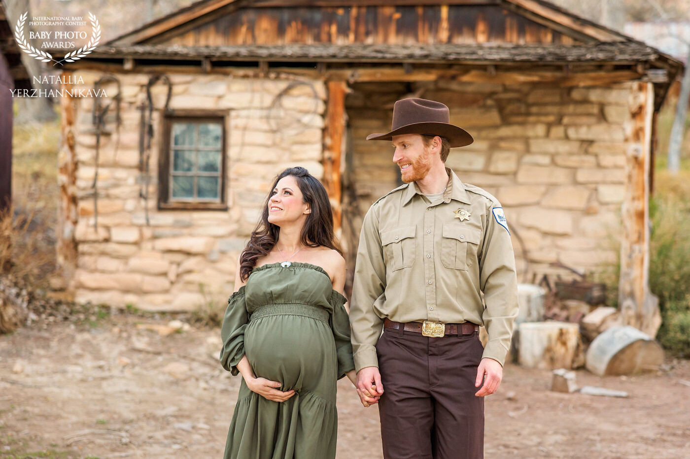 This picture was taken at one of the US State Parks where he works as a park ranger. <br />
Just a couple more weeks till their sweet baby boy will see this world.